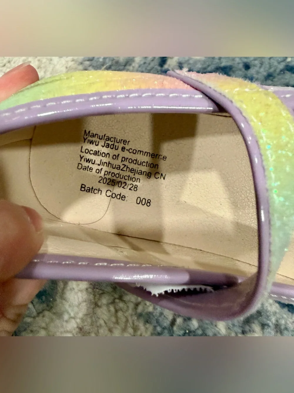 Girls' Pastel Rainbow Glitter Mary Jane Dress Shoes with Bow